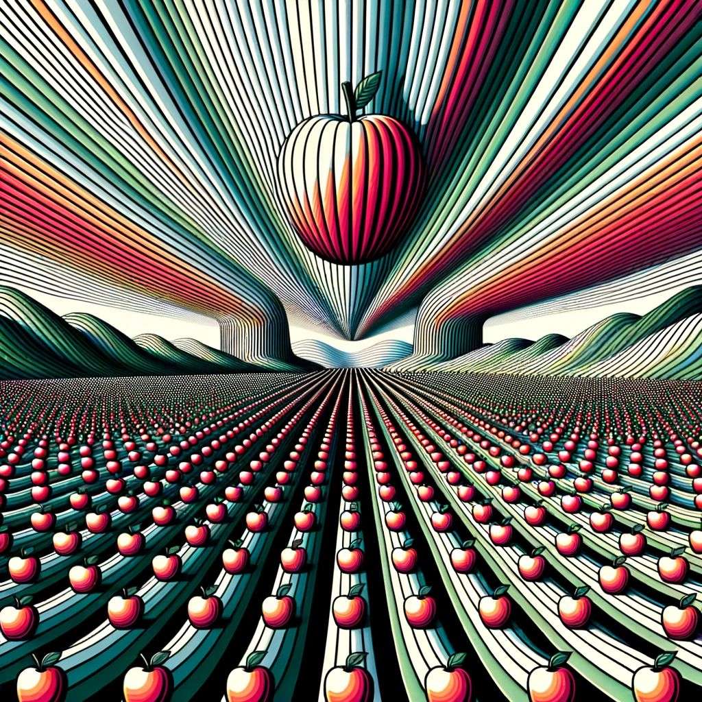 the discovery of gravity, digital art, op art